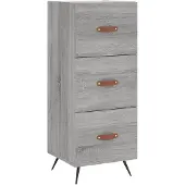 vidaXL Dressoir 34,5x34x90 cm bewerkt hout grijs sonoma eikenkleurig