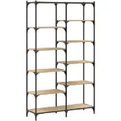 vidaXL Boekenrek 100x32x170 cm bewerkt hout en ijzer sonoma eikenkleur