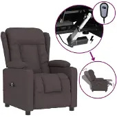 vidaXL Fauteuil verstelbaar elektrisch stof donkerbruin