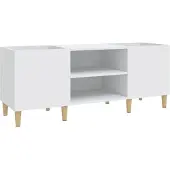 vidaXL Platenkast 121x38x48 cm bewerkt hout wit