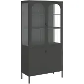 vidaXL Hoge kast 90x40x180 cm glas en staal zwart