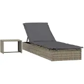 vidaXL Ligbed met tafel 1 st poly rattan grijs