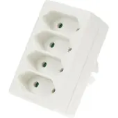 Perel Fiche multiple, 4 prises euro eb14