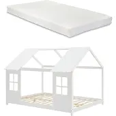En.casa Kinderbed Tostedt huisbed met matras wit 120x200 cm []