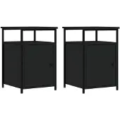vidaXL Nachtkastjes 2 st 40x42x60 cm bewerkt hout zwart