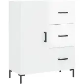 vidaXL Dressoir 69,5x34x90 cm bewerkt hout hoogglans wit