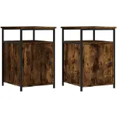 vidaXL Nachtkastjes 2 st 40x42x60 cm bewerkt hout gerookt eikenkleurig
