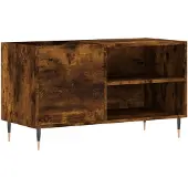 vidaXL - Platenkast - 85x38x48 - cm - bewerkt - hout - gerookt - eikenkleurig