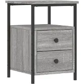 vidaXL Nachtkastje 34x35,5x50 cm bewerkt hout grijs sonoma