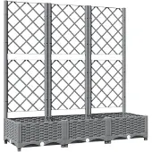 vidaXL Plantenbak met latwerk 120x40x121,5 cm polypropeen lichtgrijs