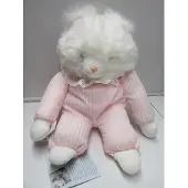 Vaco , knuffel , kat , pluche met stof , wit rose