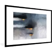 PosterMonkey Fotolijst incl. Poster - Wolken - Gold - Abstract - 90x60 cm - Posterlijst