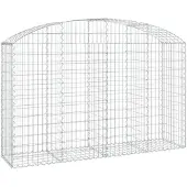 vidaXL Gabion met hoge boog, 200x50x120/140 cm, verzinkt staal