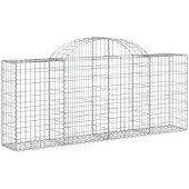 vidaXL Gabion met hoge boog, 200x30x80/100 cm, verzinkt staal