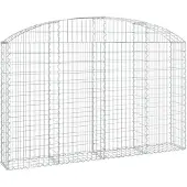 vidaXL Gabion met hoge boog, 200x30x120/140 cm, verzinkt staal