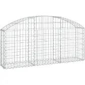 vidaXL Gabion met hoge boog, 150x30x60/80 cm, verzinkt staal