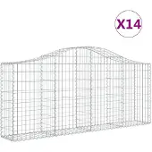 vidaXL Schanskorven 14 st gewelfd 200x30x80/100 cm ijzer
