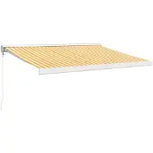 vidaXL Uittrekbare zonnescherm, geel en wit, 3x2,5 meter, doek en aluminium