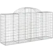 vidaXL Gabion met hoge boog, 200x50x100/120 cm, verzinkt staal