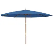 vidaXL Parasol met houten paal 400x273 cm azuurblauw