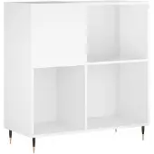 vidaXL Platenkast 84,5x38x89 cm bewerkt hout hoogglans wit