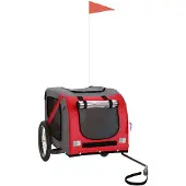 vidaXL Hondenfietstrailer oxford stof en ijzer rood en grijs