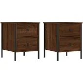 vidaXL Nachtkastjes 2 st 40x42x50 cm bewerkt hout bruin eikenkleur
