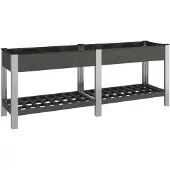 vidaXL Plantenbak verhoogd met schap 200x50x75 cm HKC grijs