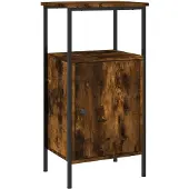vidaXL Nachtkastje 41x31x80 cm bewerkt hout gerookt eikenkleurig