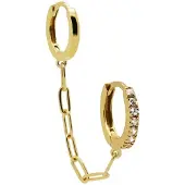 Karma - Oorringen - Double hoop chain - 925 sterling zilver - 14k Gouden plating - 2.4 CM
