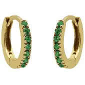 Karma - oorbellen - Oorringen - hoops - Round - emerald - Groen - zirconia - 925 sterling zilver - 14k gouden plating - 13 MM