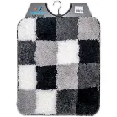 Wicotex - Bidetmat - WC mat - Toiletmat blokken Wit Grijs Zwart - Badmat - Antislip onderkant - Afmeting 50x60cm