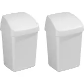 Sunware Delta prullenbak met swingdeksel 10L - Set van 2 - Wit