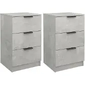 vidaXL Nachtkastjes 2 st 40x36x65 cm betongrijs