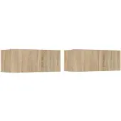 vidaXL Tv-meubels 2 st 80x30x30 cm bewerkt hout sonoma eikenkleurig