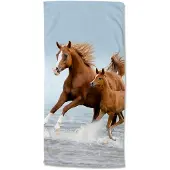 Good Morning strandlaken Merrie met veulen - Polyvelours (75x150 cm)