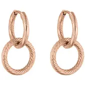 Victorious Dames Oorbellen Roségoudkleurig – Dubbele Ring met Lijnen – 2CM