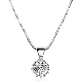 Victorious Dames Ketting met Zirkonia Hanger – Solitair 8 mm – Zilverkleurig – 43 cm