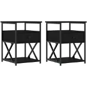 vidaXL Nachtkastjes 2 st 40x42x55 cm bewerkt hout zwart