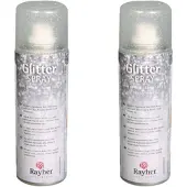 Rayher Hobby Set van 2x stuks glitter spray met zilveren fijne glitters - Hobbyverf