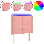 vidaXL Hoofdbord LED 93x16x118/128 cm fluweel roze