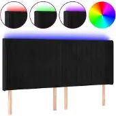 vidaXL Hoofdbord LED 163x16x118/128 cm fluweel zwart
