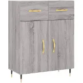 vidaXL Dressoir 69,5x34x90 cm bewerkt hout grijs sonoma eikenkleurig