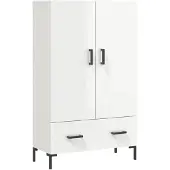 vidaXL Hoge kast 69,5x31x115 cm bewerkt hout hoogglans wit