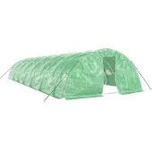 vidaXL Tuinkas met stalen frame 70 m² 14x5x2,3 m groen