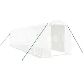 vidaXL Tuinkas met stalen frame 16 m² 8x2x2 m wit