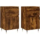 vidaXL Dressoirs 2 st 40x35x70 cm bewerkt hout gerookt eikenkleurig