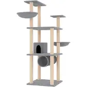 vidaXL Kattenmeubel met sisal krabpalen 141 cm lichtgrijs