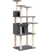 vidaXL Kattenmeubel met sisal krabpalen 166 cm donkergrijs