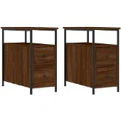 vidaXL Nachtkastjes 2 st 30x60x60 cm bewerkt hout bruin eikenkleur